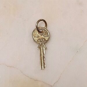 Vintage 14K Yellow Gold Key Charm Pendant Dainty Miniature Minimalist gold charm